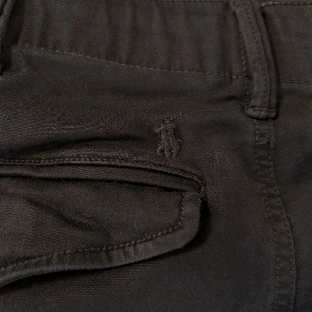 Polo Ralph Lauren Utility Cargo Pants Mens 33x28 Black Slim Tapered Drawcord